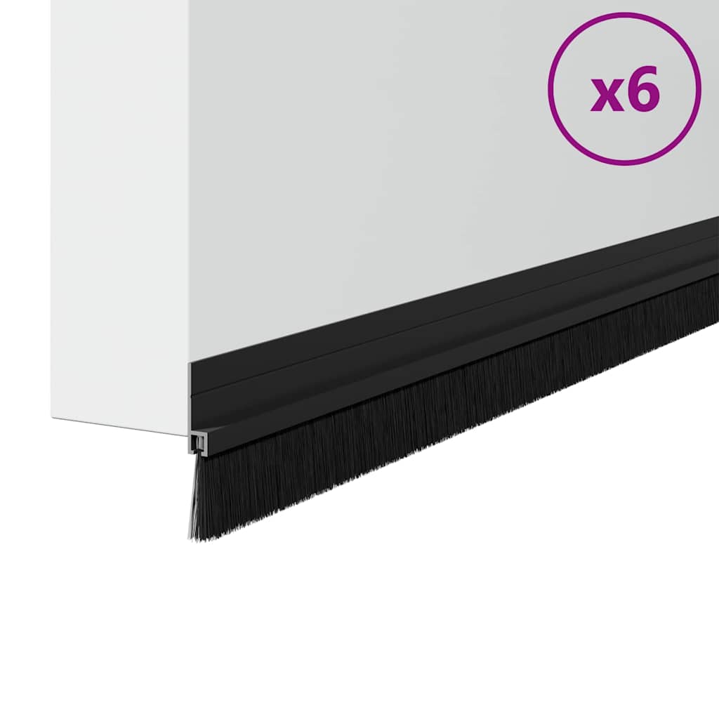 Self-adhesive Door Brush Seals 6 pcs Black 100 cm