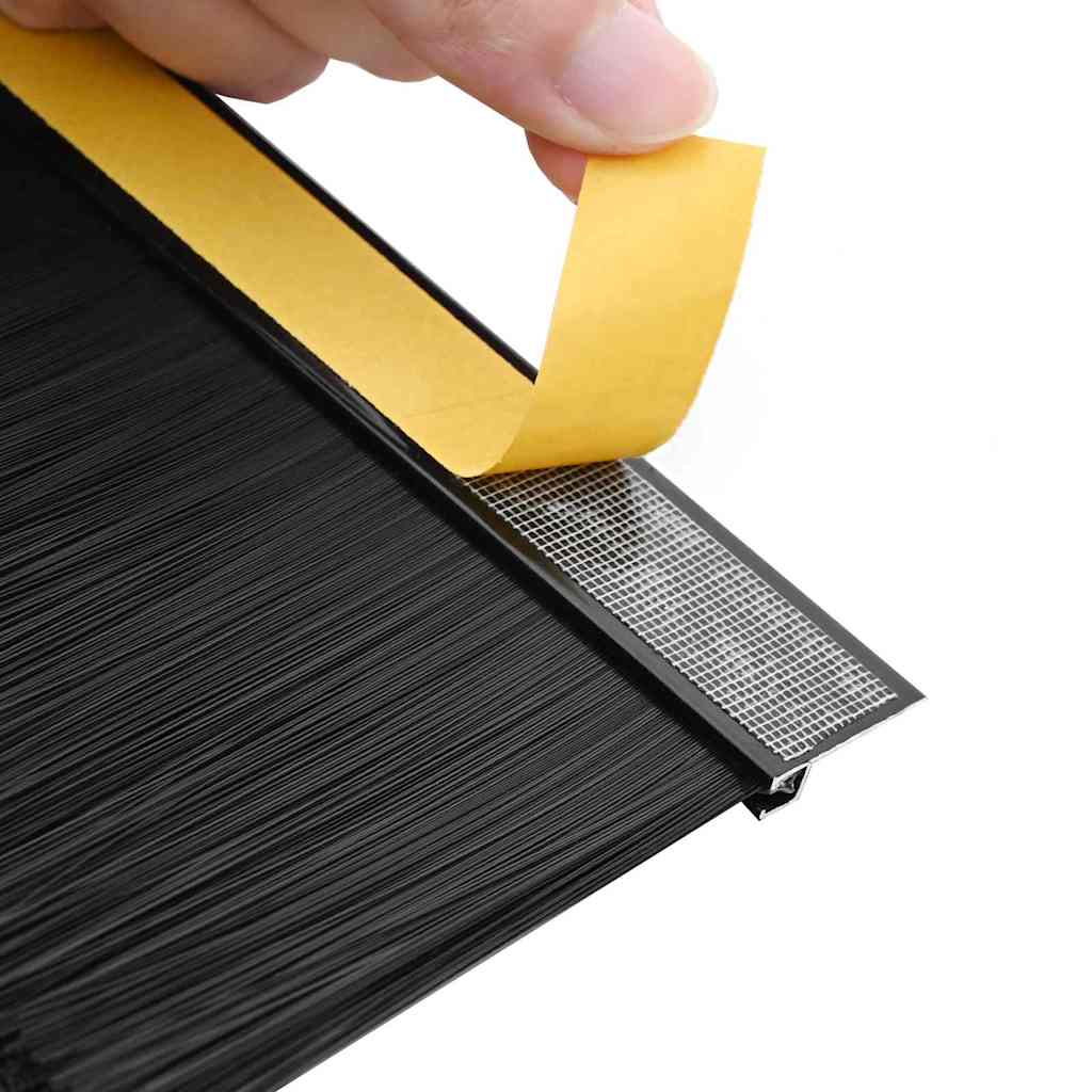 Self-adhesive Door Brush Seals 12 pcs Black 100 cm