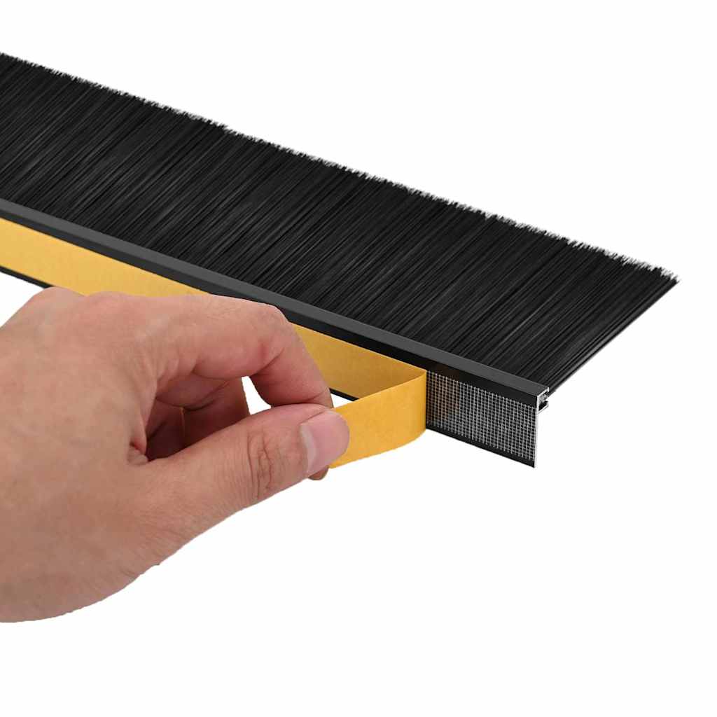 Self-adhesive Door Brush Seals 12 pcs Black 100 cm