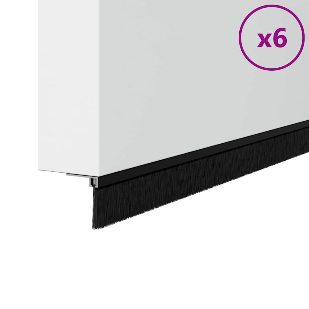 Self-adhesive Door Brush Seals 12 pcs Black 100 cm