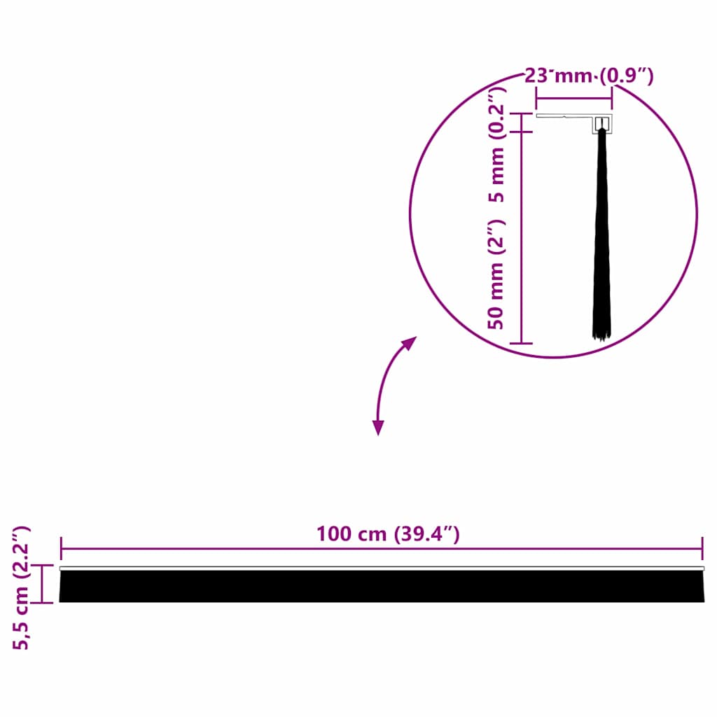 Self-adhesive Door Brush Seals 12 pcs Black 100 cm