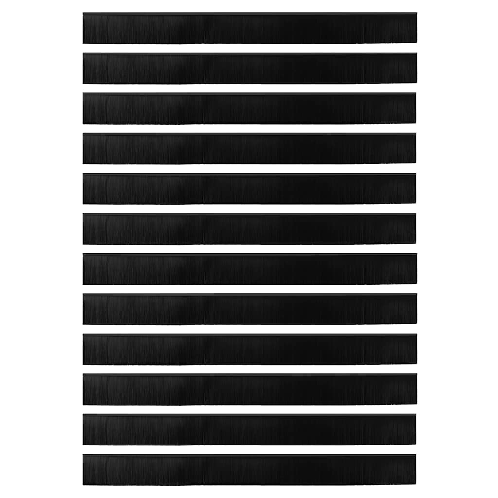Self-adhesive Door Brush Seals 12 pcs Black 100 cm