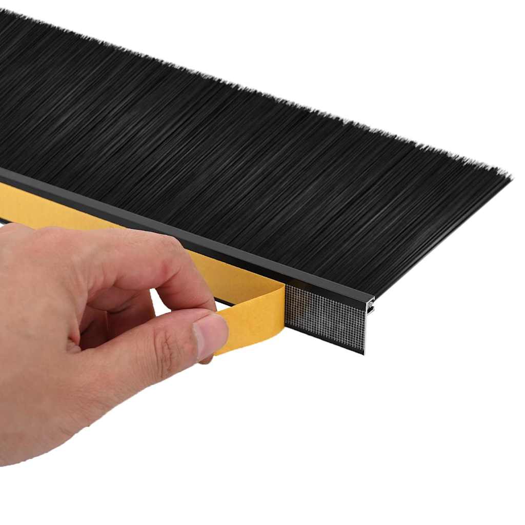 Self-adhesive Door Brush Seals 12 pcs Black 100 cm