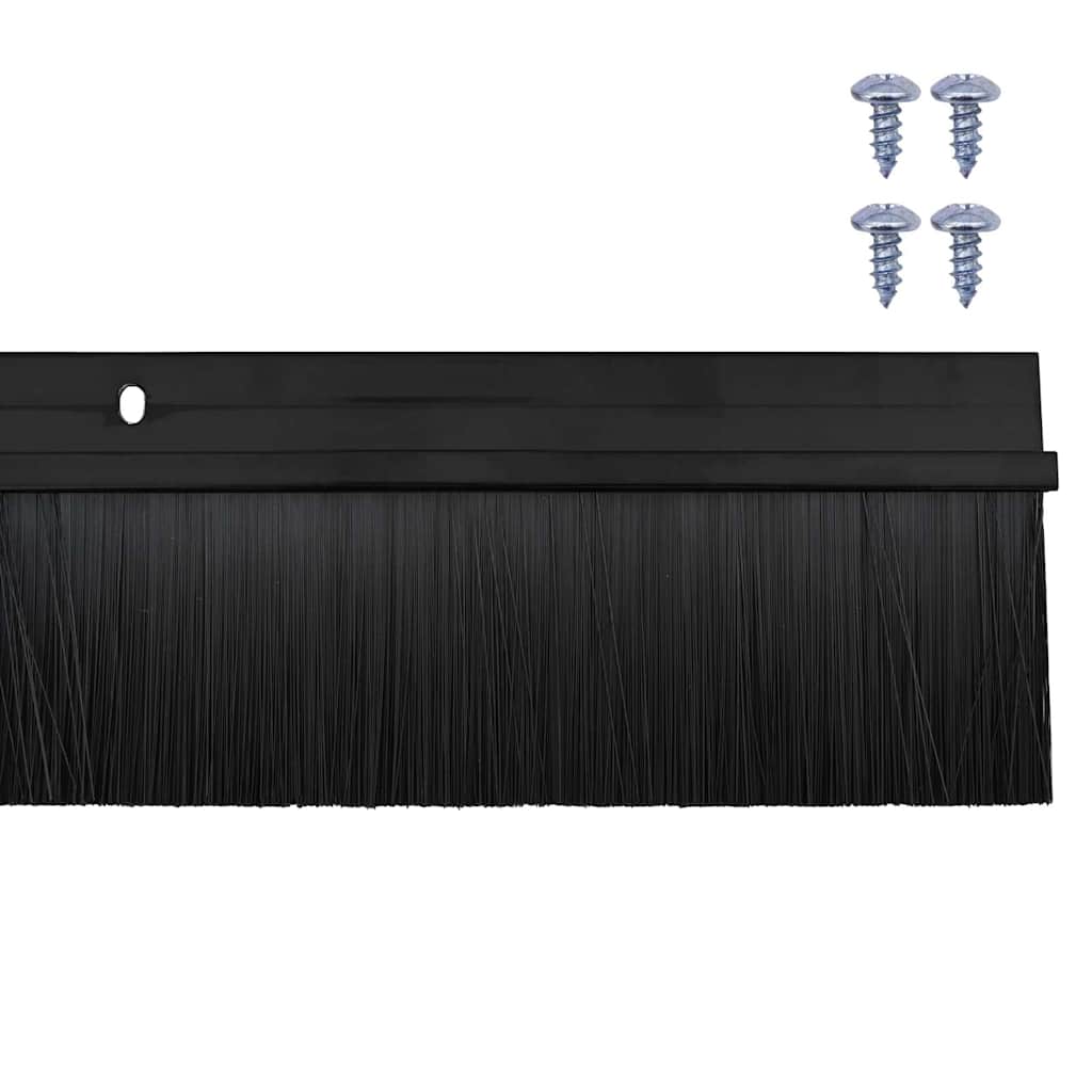Screw-on Door Brush Seals 2 pcs Black 100 cm Aluminium Alloy