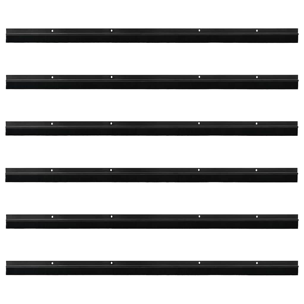 Screw-on Door Brush Seals 6 pcs Black 100 cm Aluminium Alloy