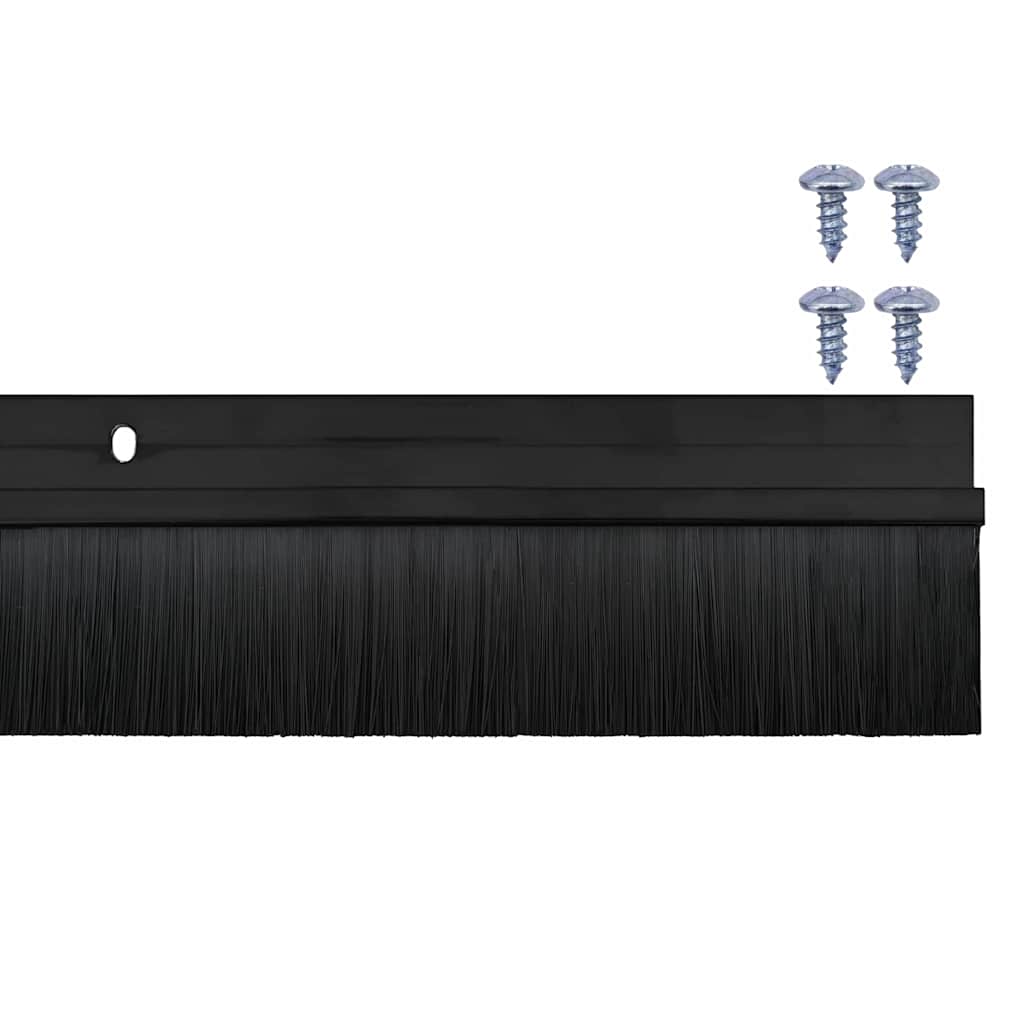 Screw-on Door Brush Seals 6 pcs Black 100 cm Aluminium Alloy