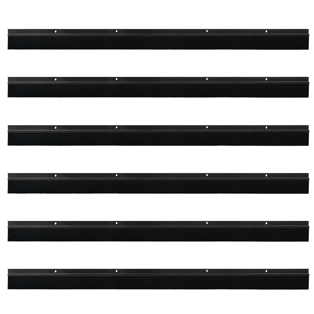 Screw-on Door Brush Seals 6 pcs Black 100 cm Aluminium Alloy
