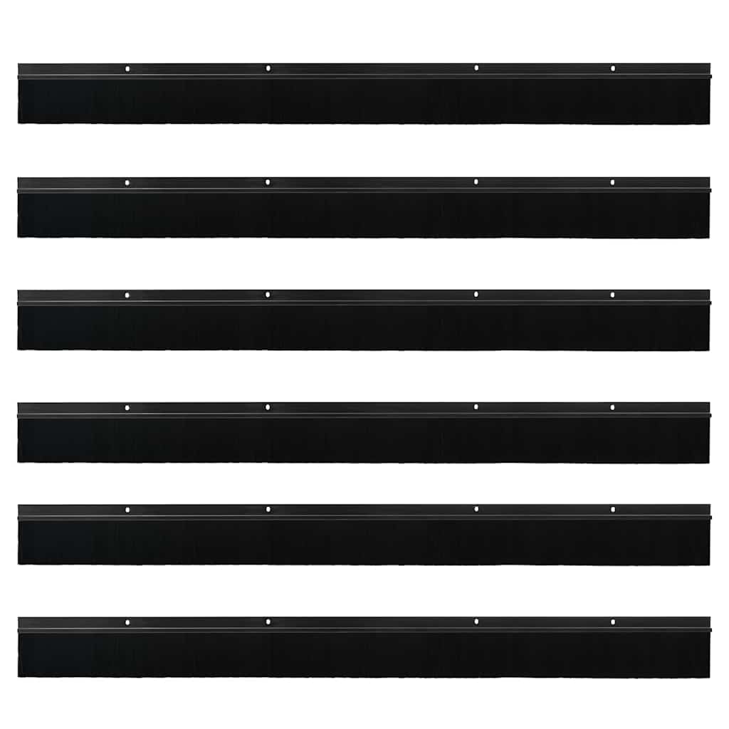 Screw-on Door Brush Seals 6 pcs Black 100 cm Aluminium Alloy
