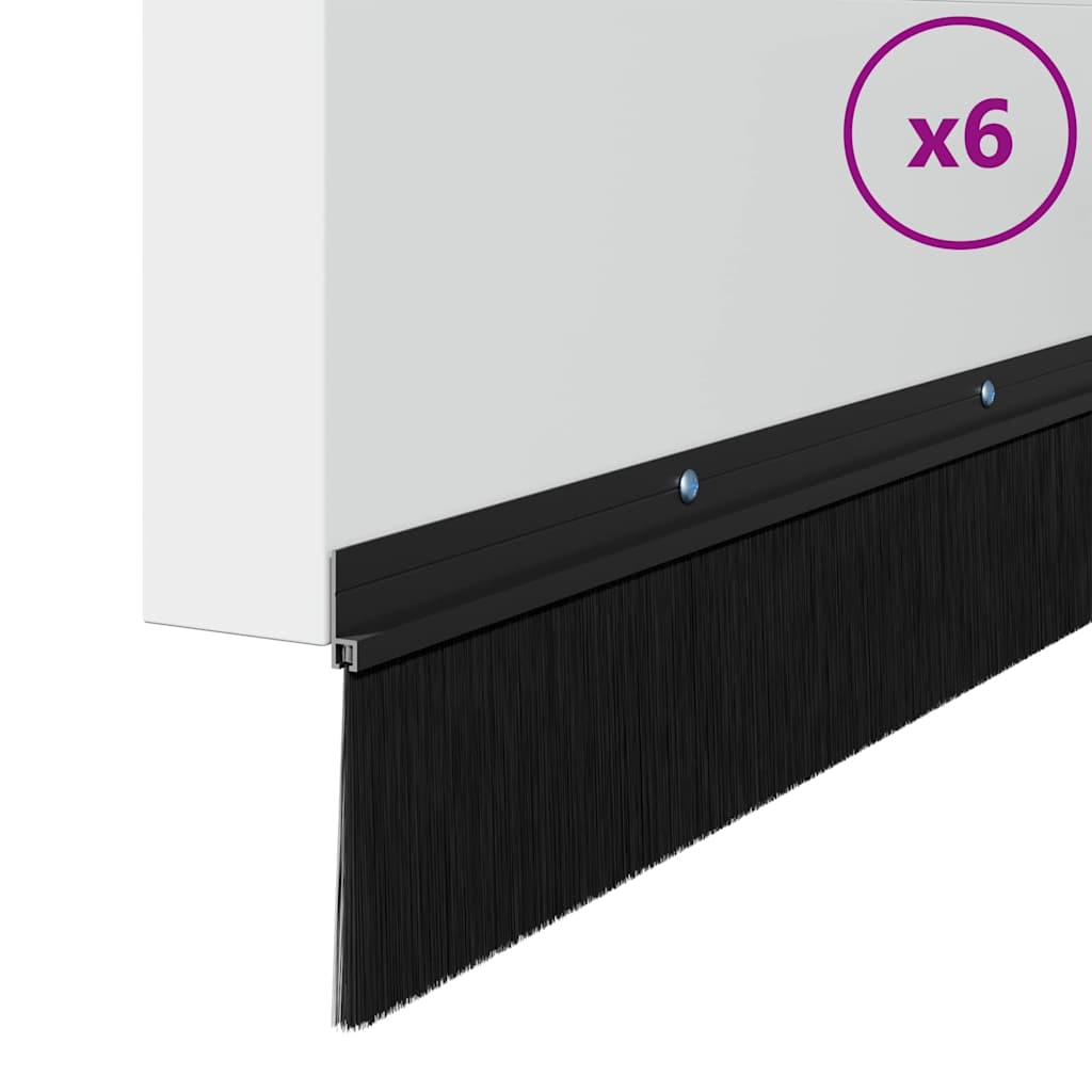 Screw-on Door Brush Seals 6 pcs Black 100 cm Aluminium Alloy