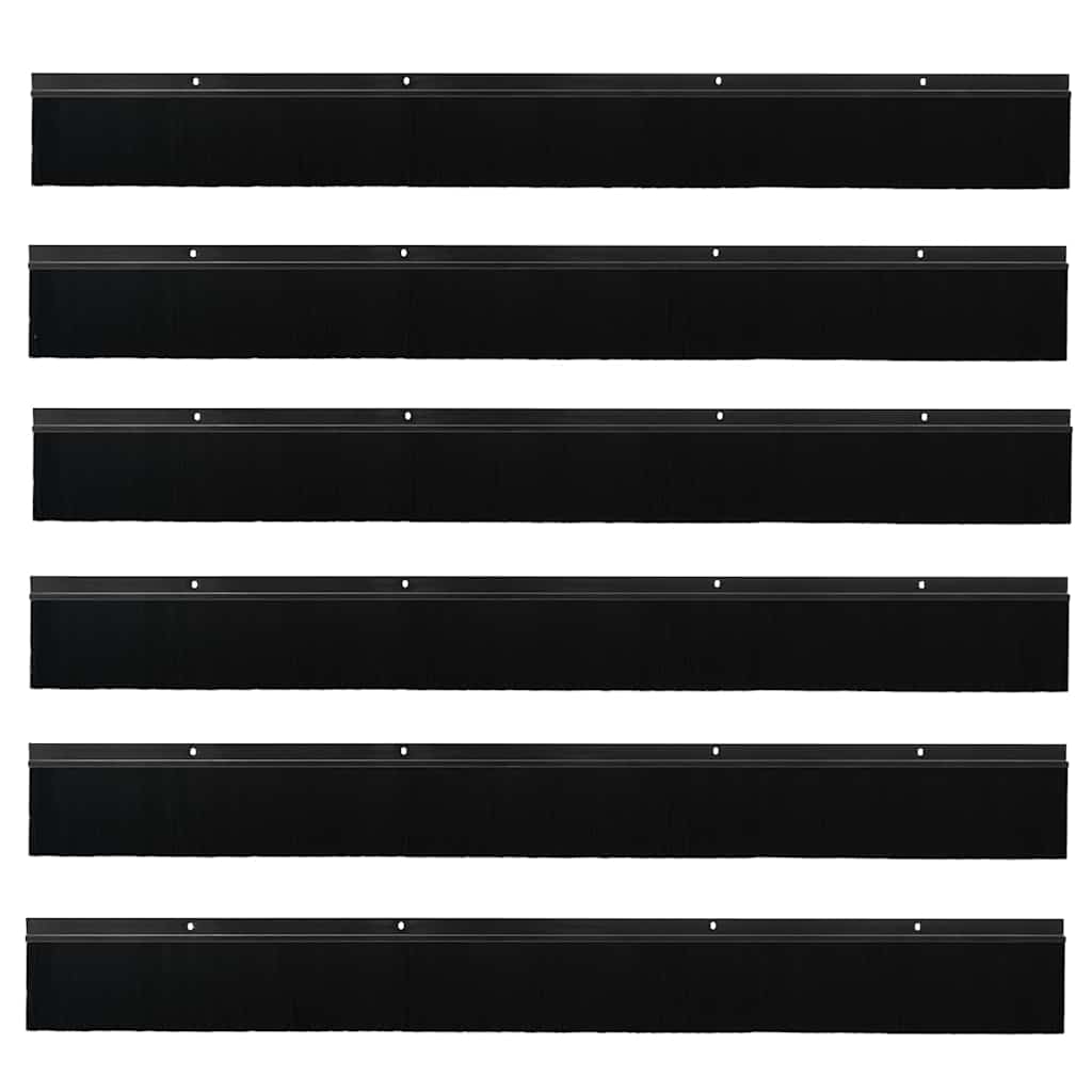 Screw-on Door Brush Seals 6 pcs Black 100 cm Aluminium Alloy