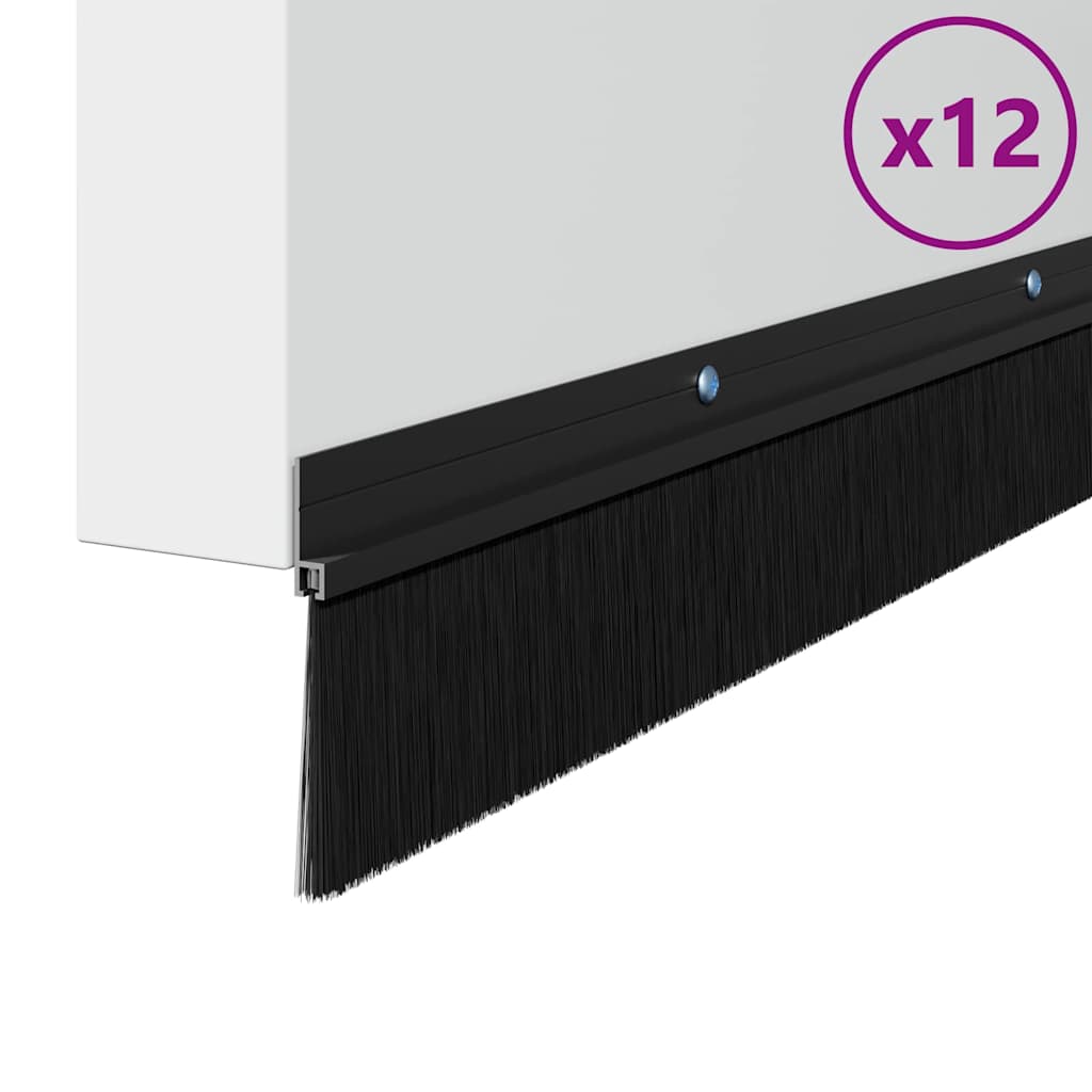 Screw-on Door Brush Seals 12 pcs Black 100 cm Aluminium Alloy