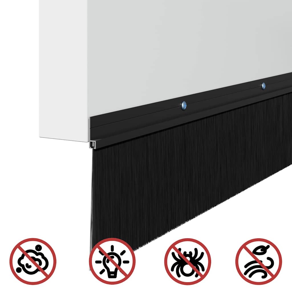 Screw-on Door Brush Seals 12 pcs Black 100 cm Aluminium Alloy