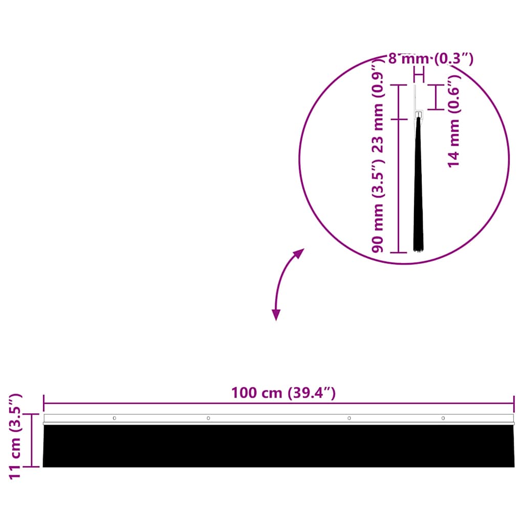 Screw-on Door Brush Seals 12 pcs Black 100 cm Aluminium Alloy
