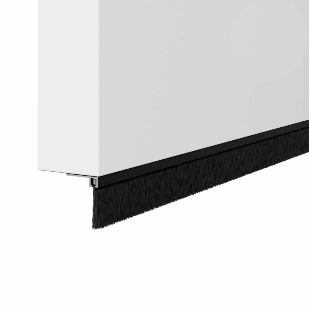 Screw-on Door Brush Seals 2 pcs Black 100 cm Aluminium Alloy