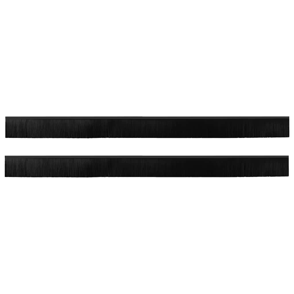 Screw-on Door Brush Seals 2 pcs Black 100 cm Aluminium Alloy