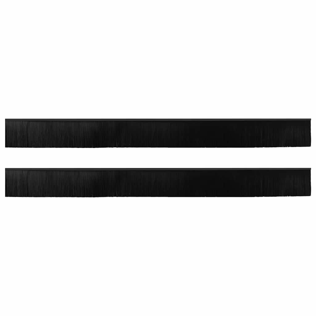 Screw-on Door Brush Seals 2 pcs Black 100 cm Aluminium Alloy