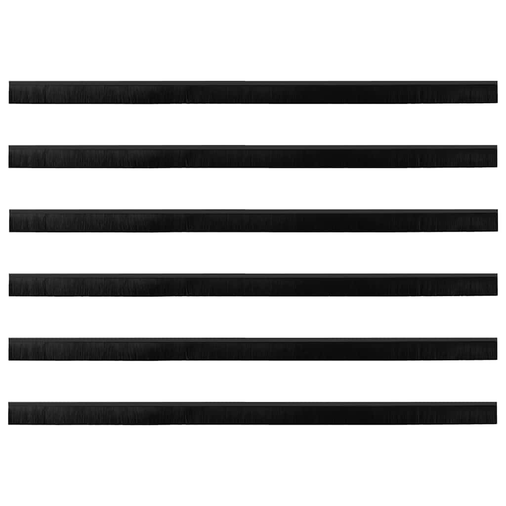 Screw-on Door Brush Seals 6 pcs Black 100 cm Aluminium Alloy