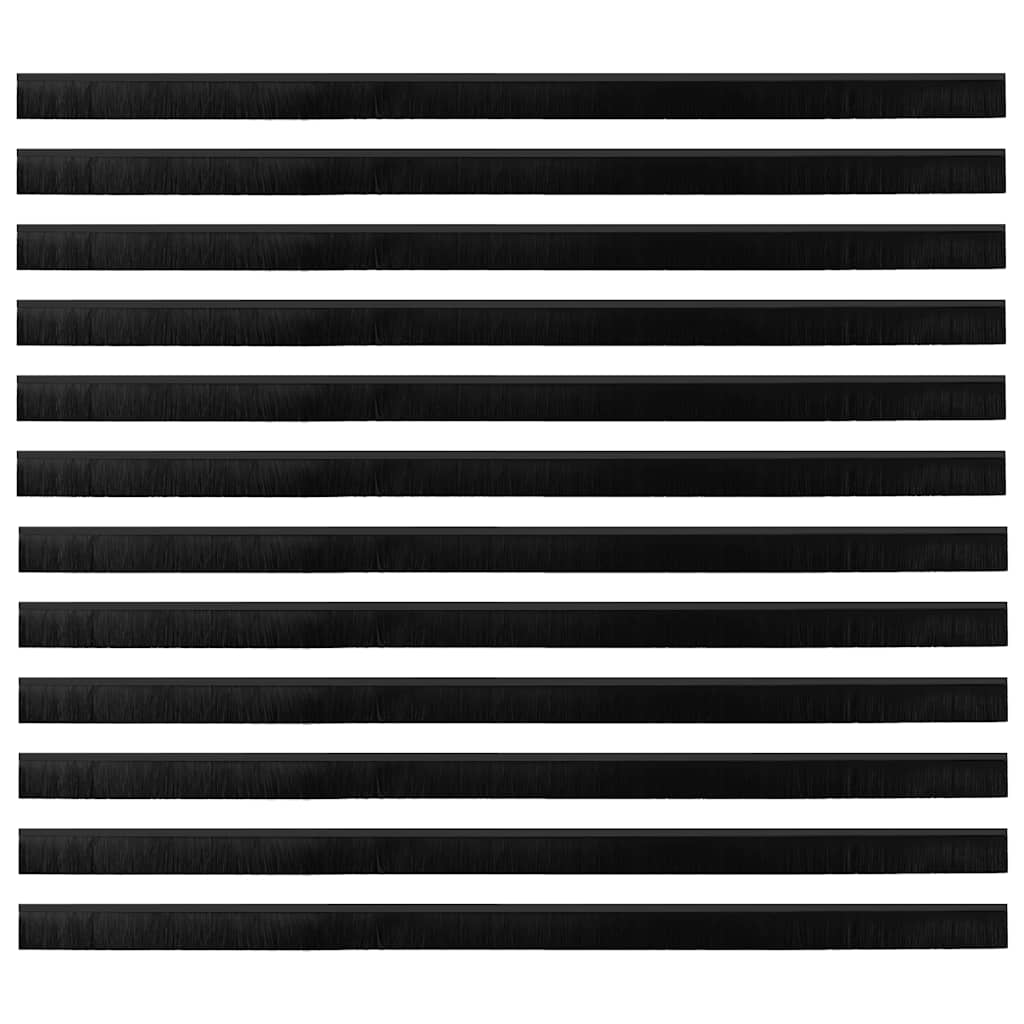 Screw-on Door Brush Seals 12 pcs Black 100 cm Aluminium Alloy