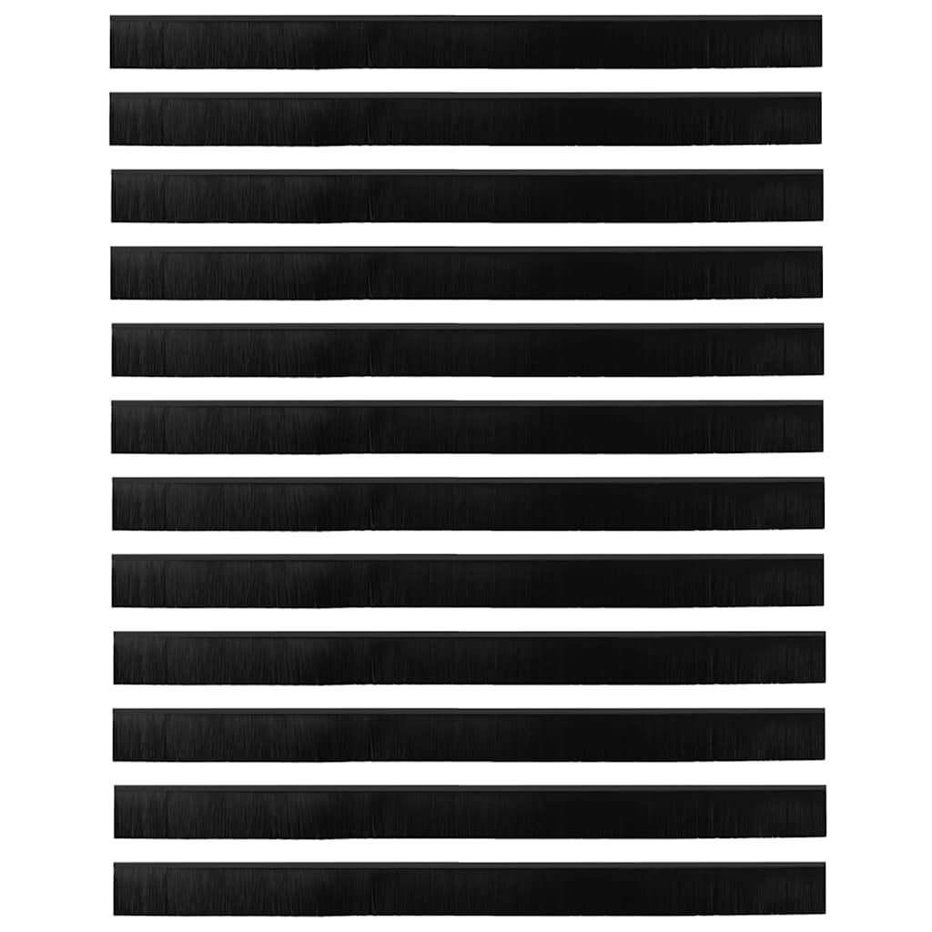 Screw-on Door Brush Seals 12 pcs Black 100 cm Aluminium Alloy