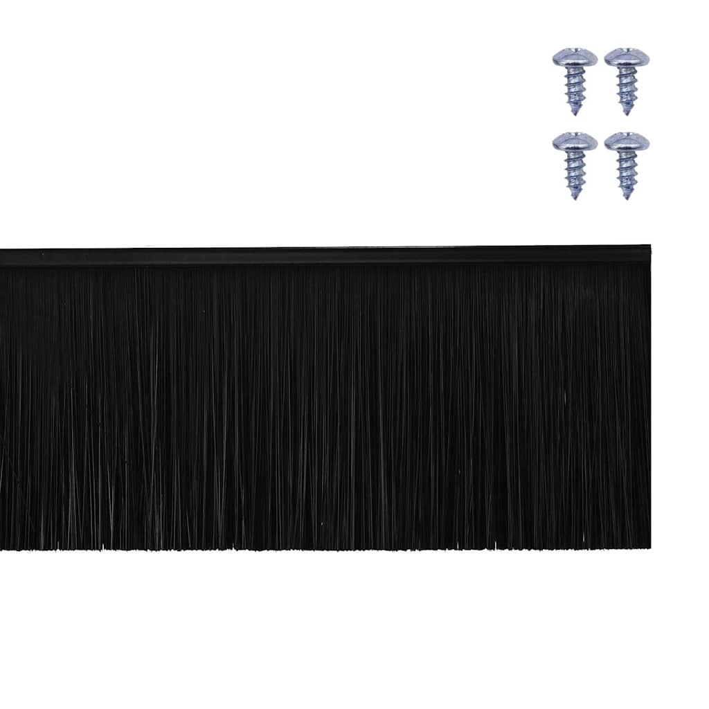 Screw-on Door Brush Seals 12 pcs Black 100 cm Aluminium Alloy