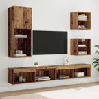 TV Wall Units with LED Wall-mounted 5 pcs Old Wood Engineered Wood