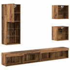 TV Wall Units with LED Wall-mounted 5 pcs Old Wood Engineered Wood