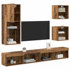 TV Wall Units with LED Wall-mounted 5 pcs Old Wood Engineered Wood
