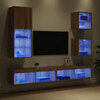 TV Wall Units with LED Wall-mounted 5 pcs Artisan Oak Engineered Wood