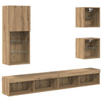 TV Wall Units with LED Wall-mounted 5 pcs Artisan Oak Engineered Wood