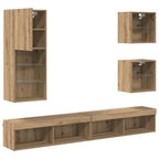 TV Wall Units with LED Wall-mounted 5 pcs Artisan Oak Engineered Wood