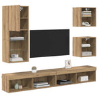 TV Wall Units with LED Wall-mounted 5 pcs Artisan Oak Engineered Wood