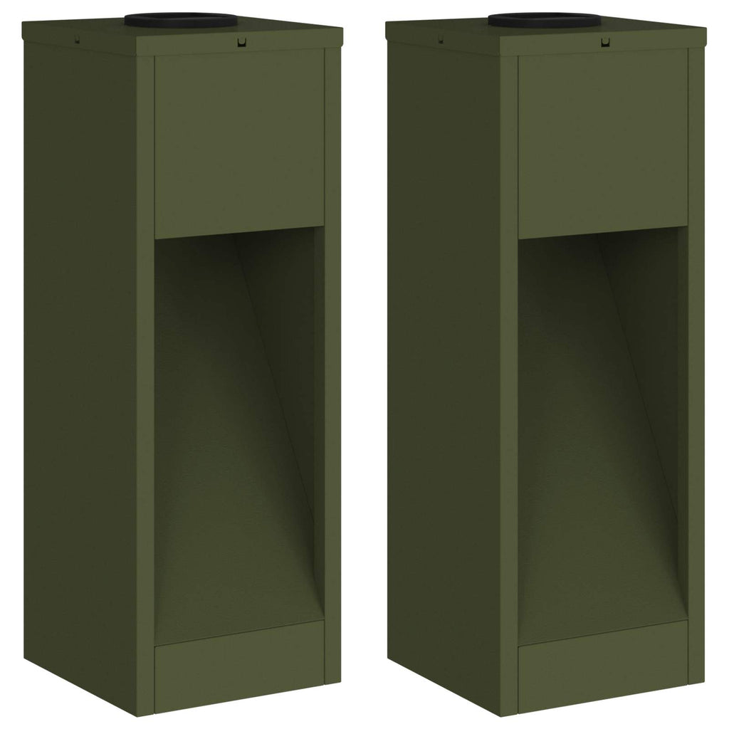 Solar Led Pathway Light 2 pcs Olive Green Cold Rolled Steel