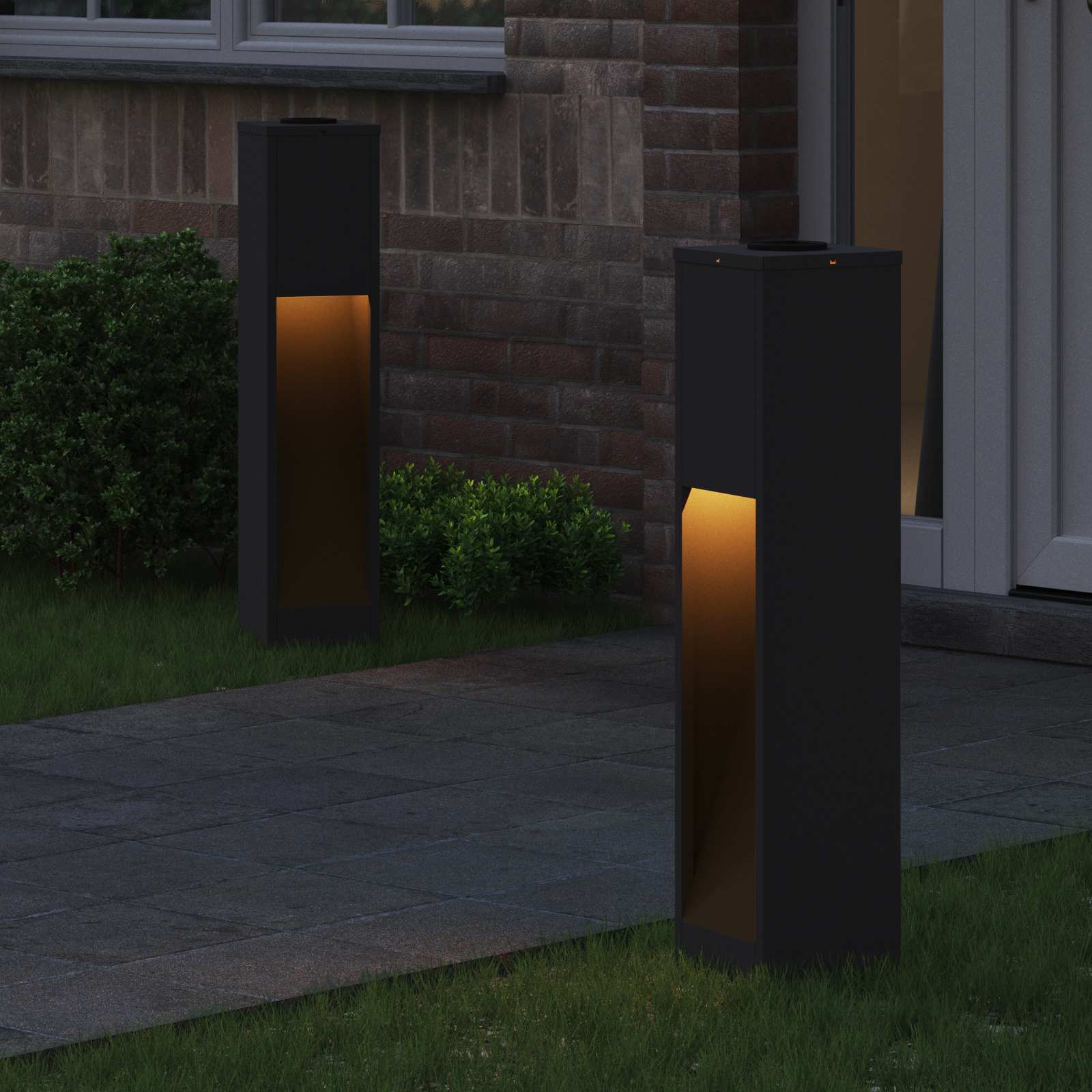 Solar Led Pathway Light 2 pcs Black Cold Rolled Steel