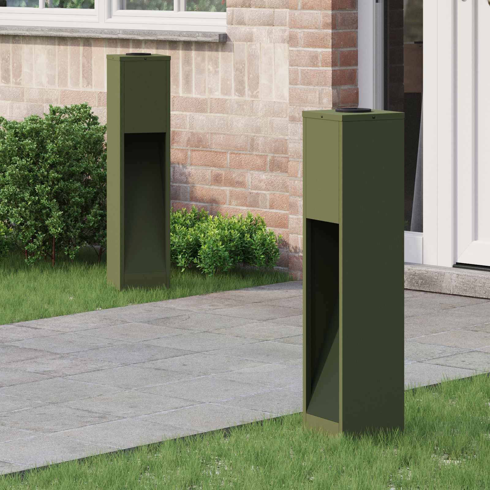 Solar Led Pathway Light 2 pcs Olive Green Cold Rolled Steel