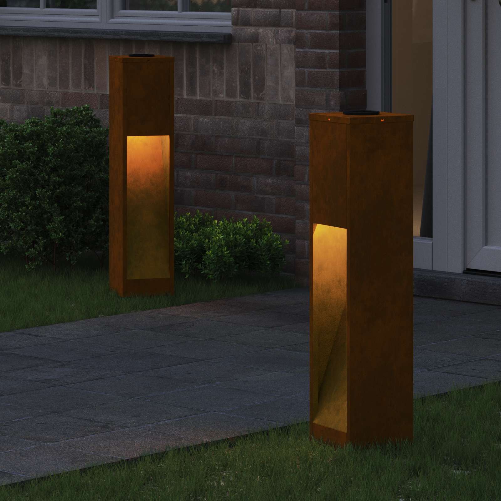 Solar Led Pathway Light 2 pcs Corten Steel Corten Steel