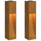 Solar Led Pathway Light 2 pcs Corten Steel Corten Steel