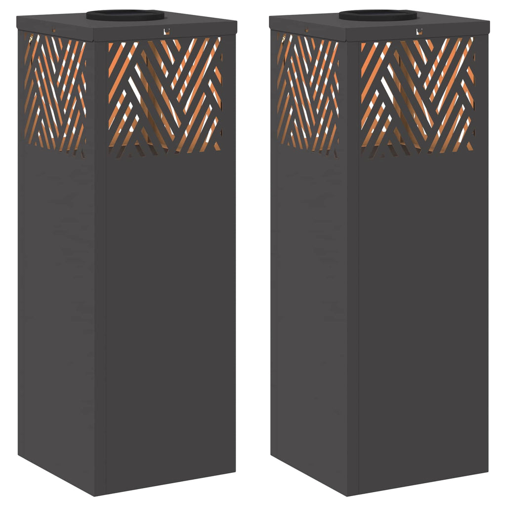 Solar LED Pathway Light 2 pcs Black Cold Rolled Steel