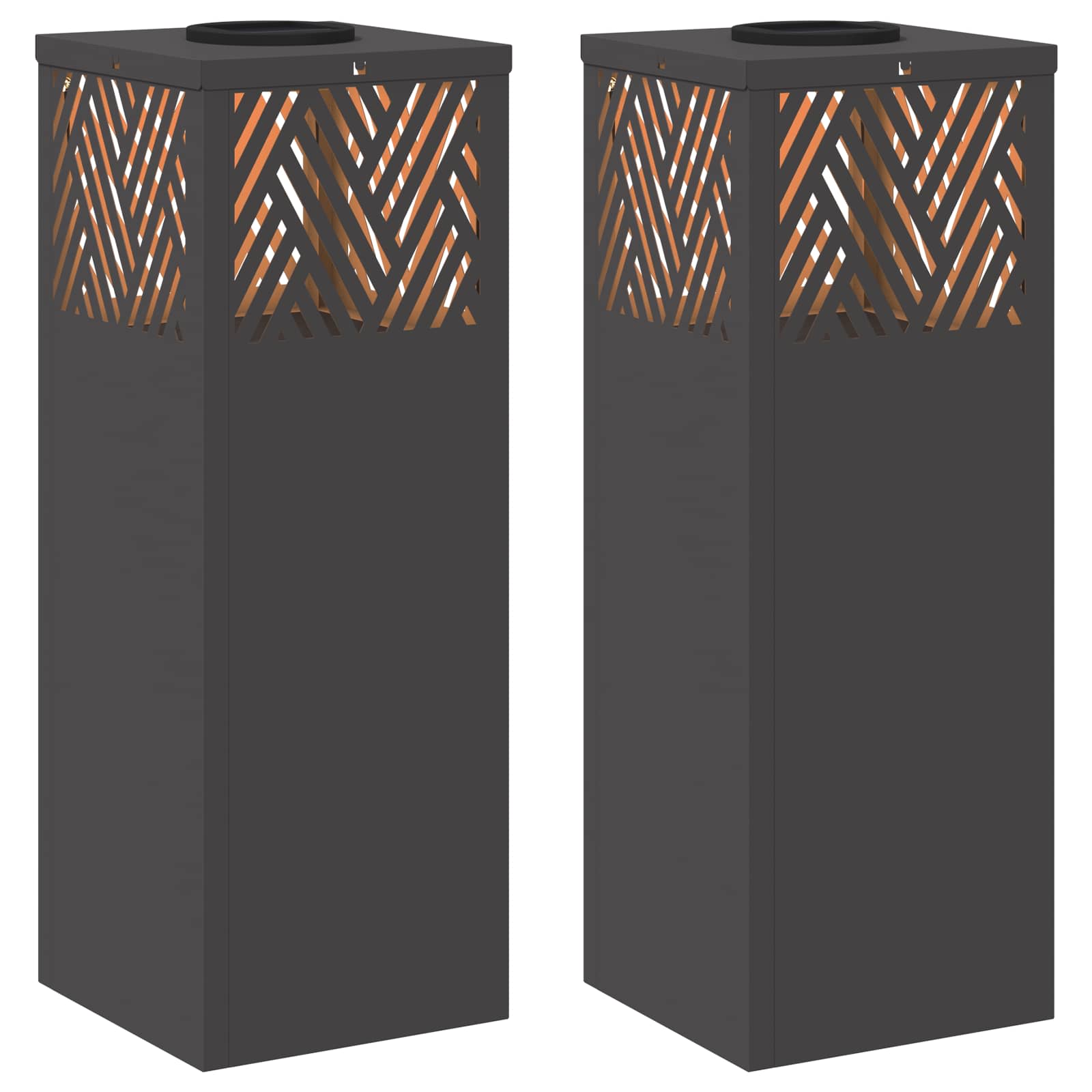 Solar LED Pathway Light 2 pcs Black Cold Rolled Steel