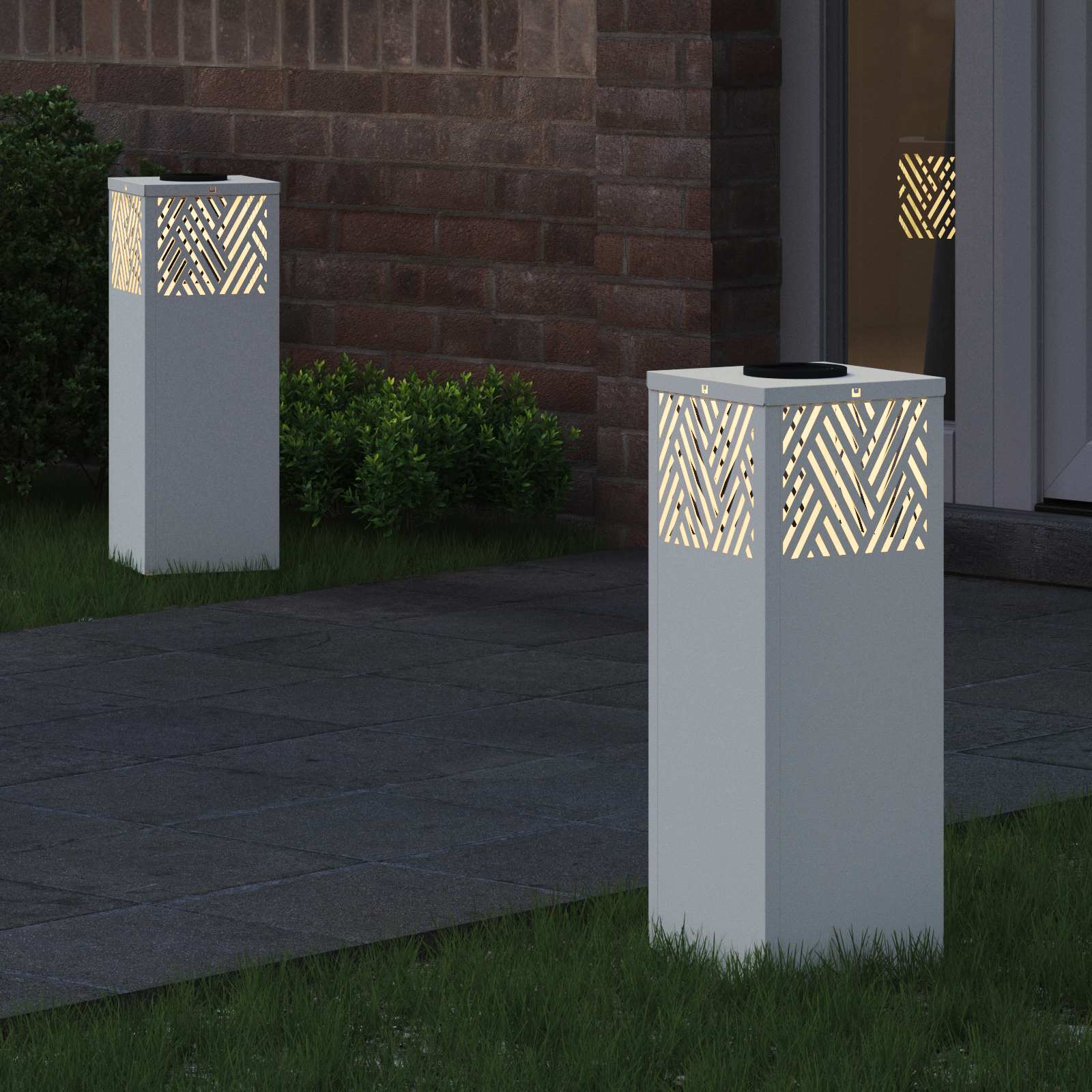 Solar LED Pathway Light 2 pcs White Cold Rolled Steel