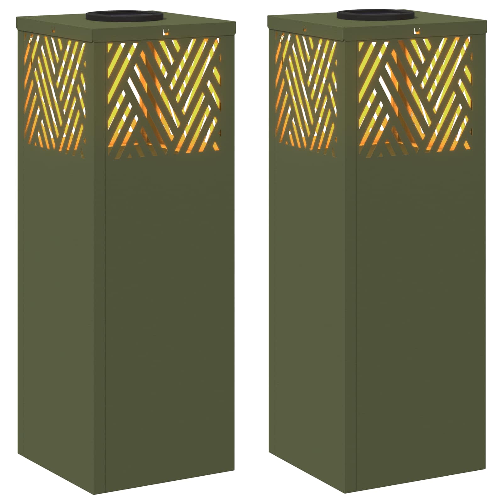 Solar LED Pathway Light 2 pcs Olive Green Cold Rolled Steel