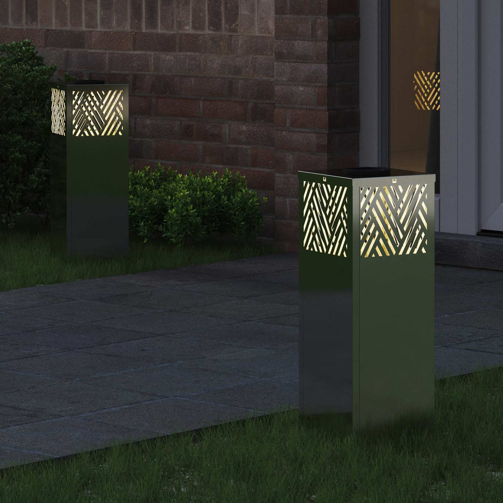 Solar LED Pathway Light Herringbone 2 pcs Galvanized Galvanized