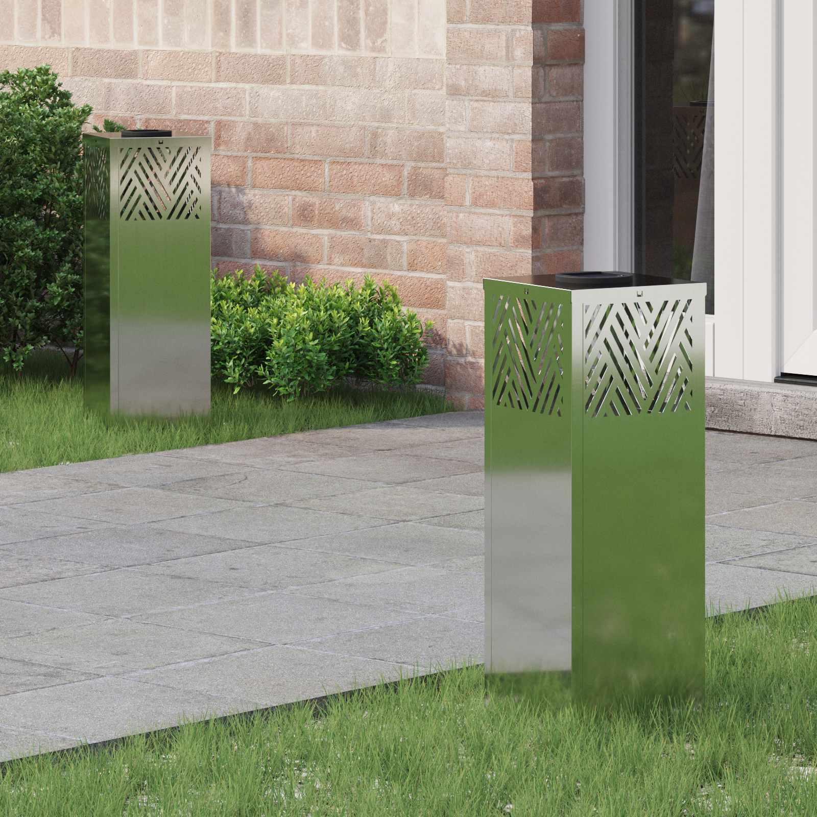 Solar LED Pathway Light Herringbone 2 pcs Galvanized Galvanized