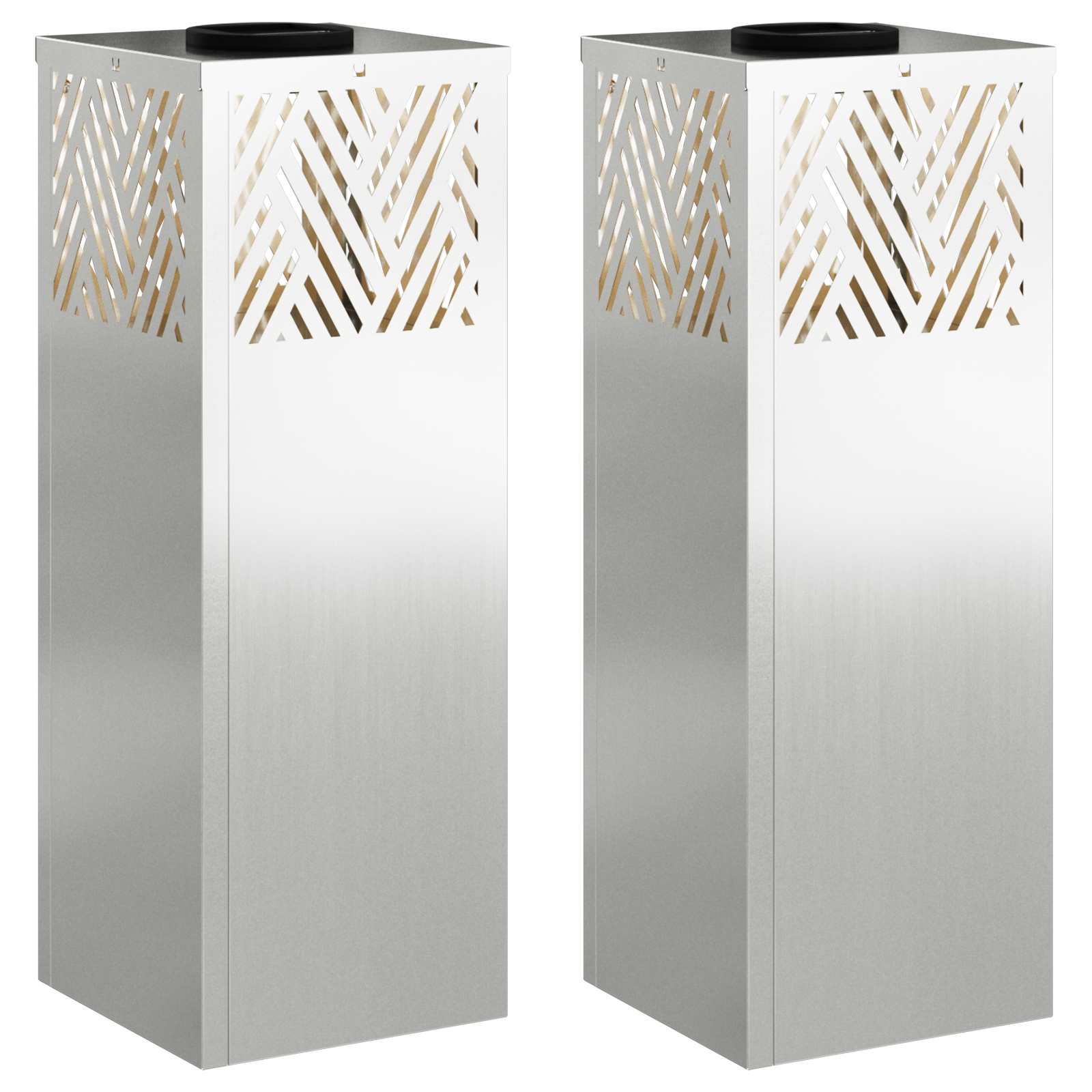 Solar LED Pathway Light Herringbone 2 pcs Galvanized Galvanized