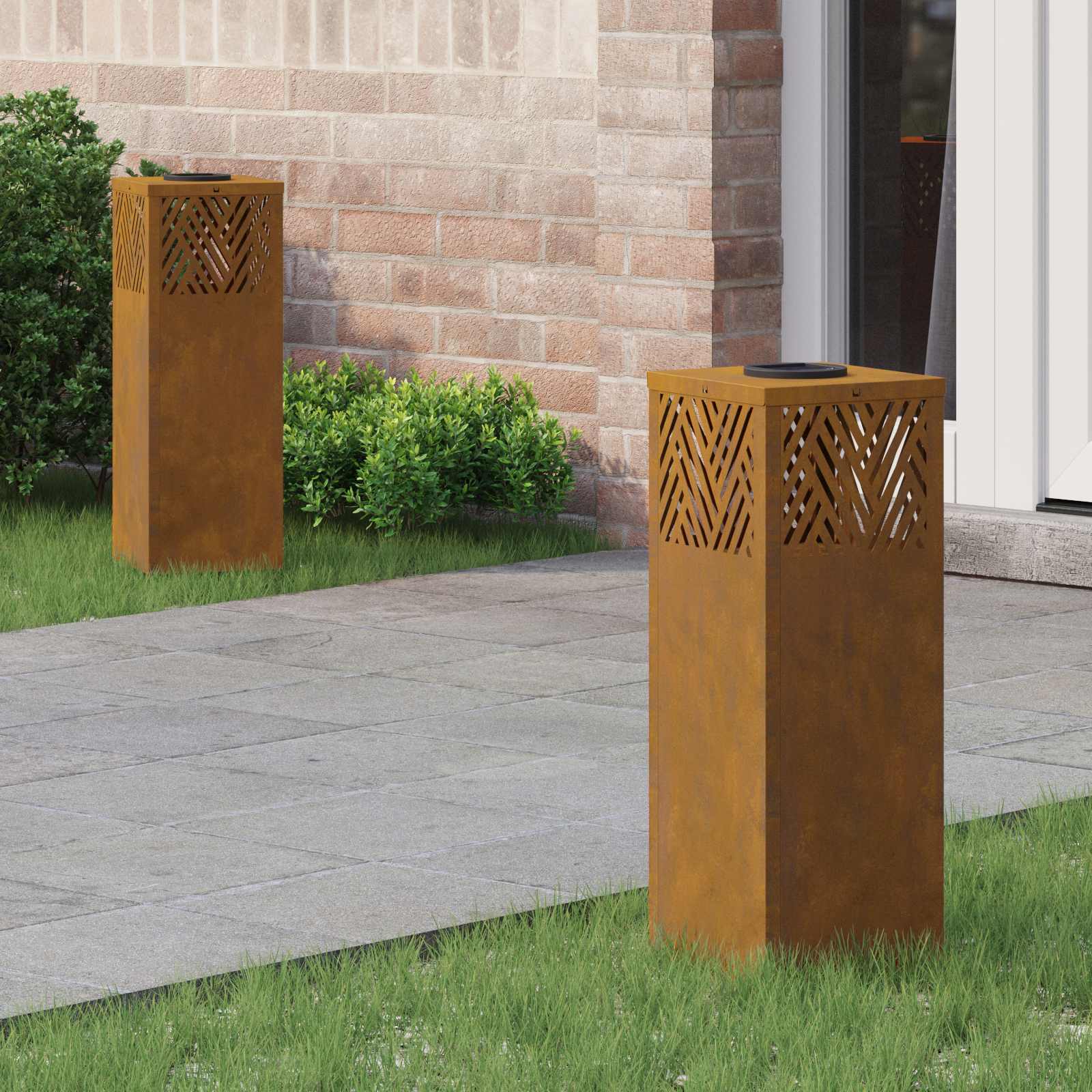 Solar LED Pathway Light 2 pcs Corten Steel Corten Steel