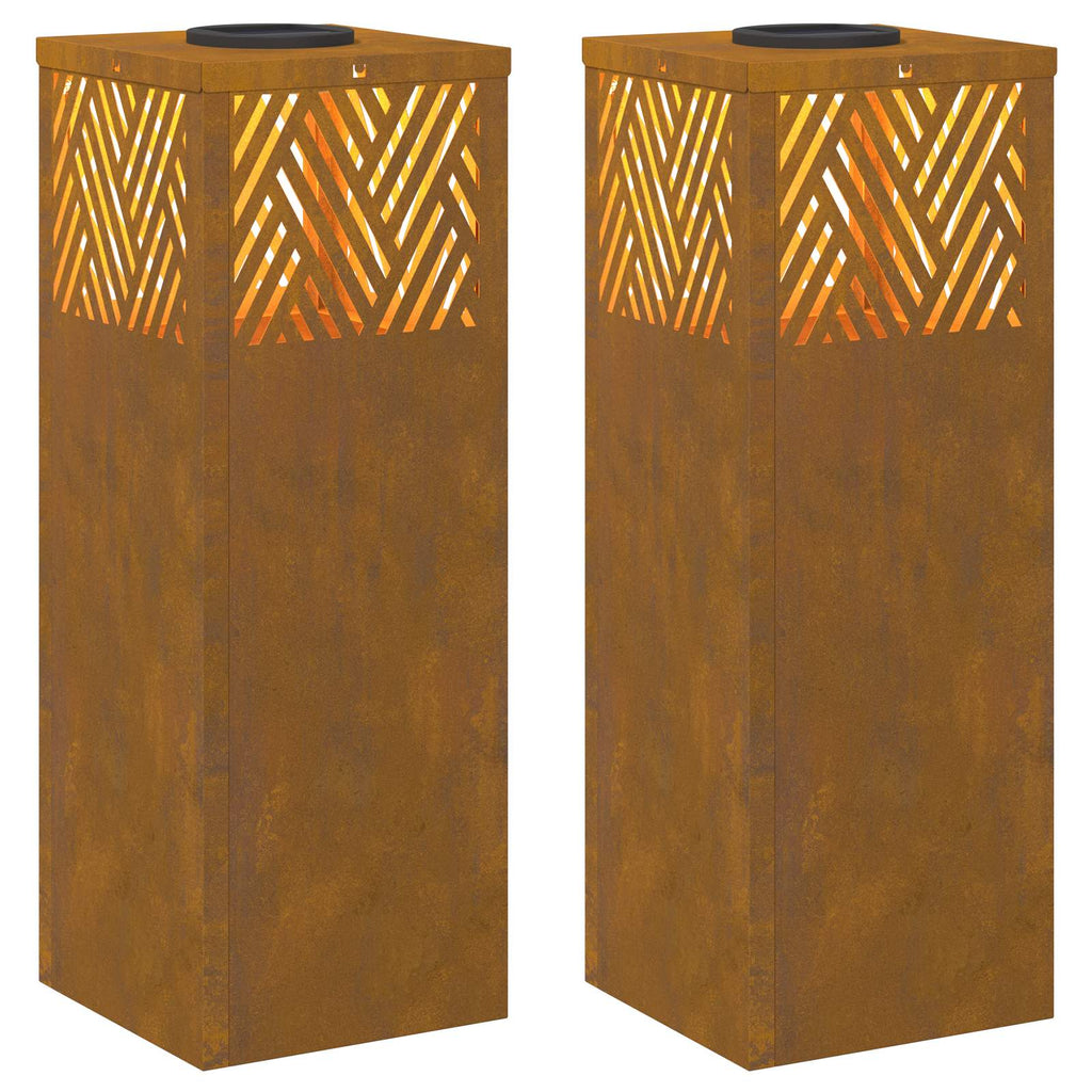 Solar LED Pathway Light 2 pcs Corten Steel Corten Steel