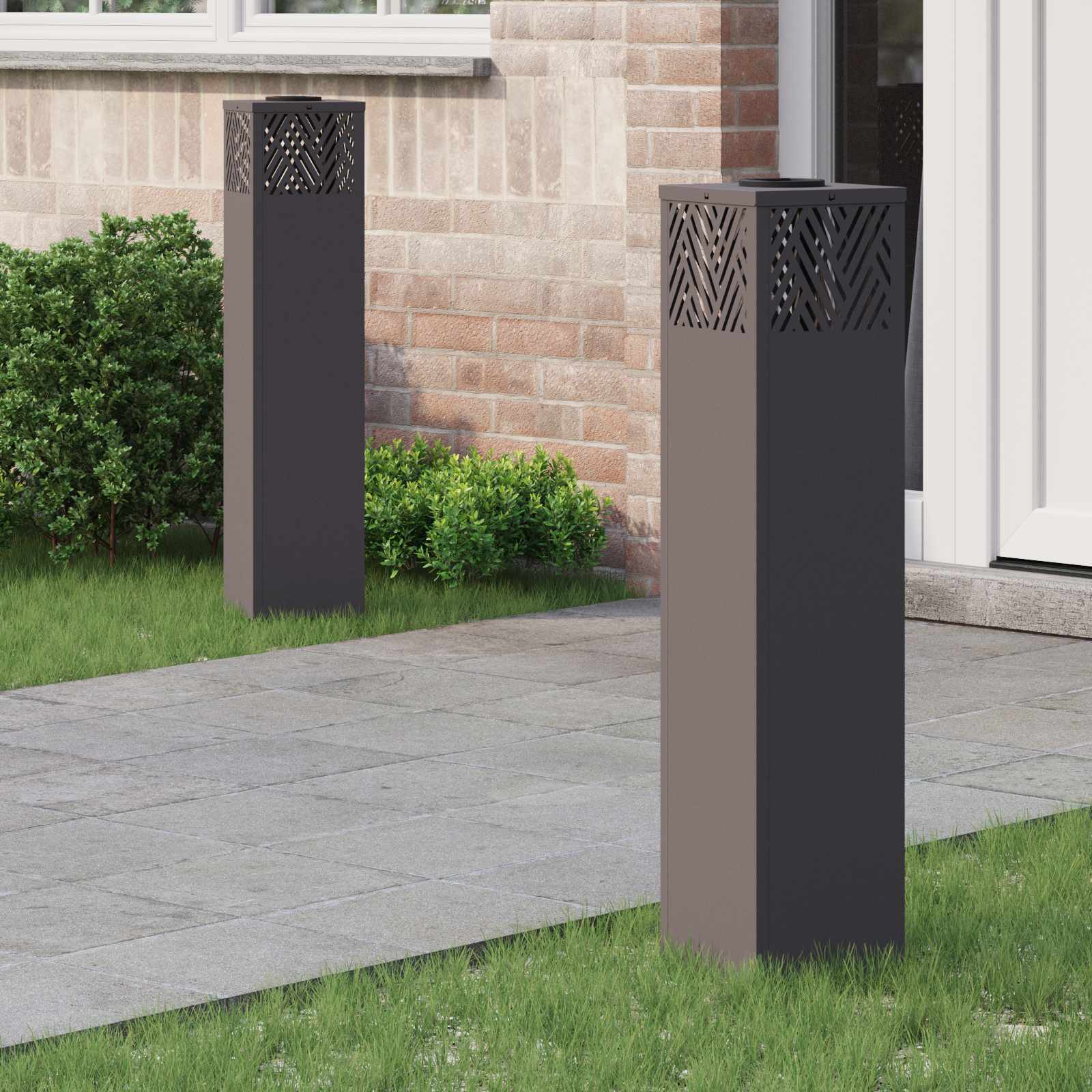 Solar LED Pathway Light 2 pcs Black Cold Rolled Steel