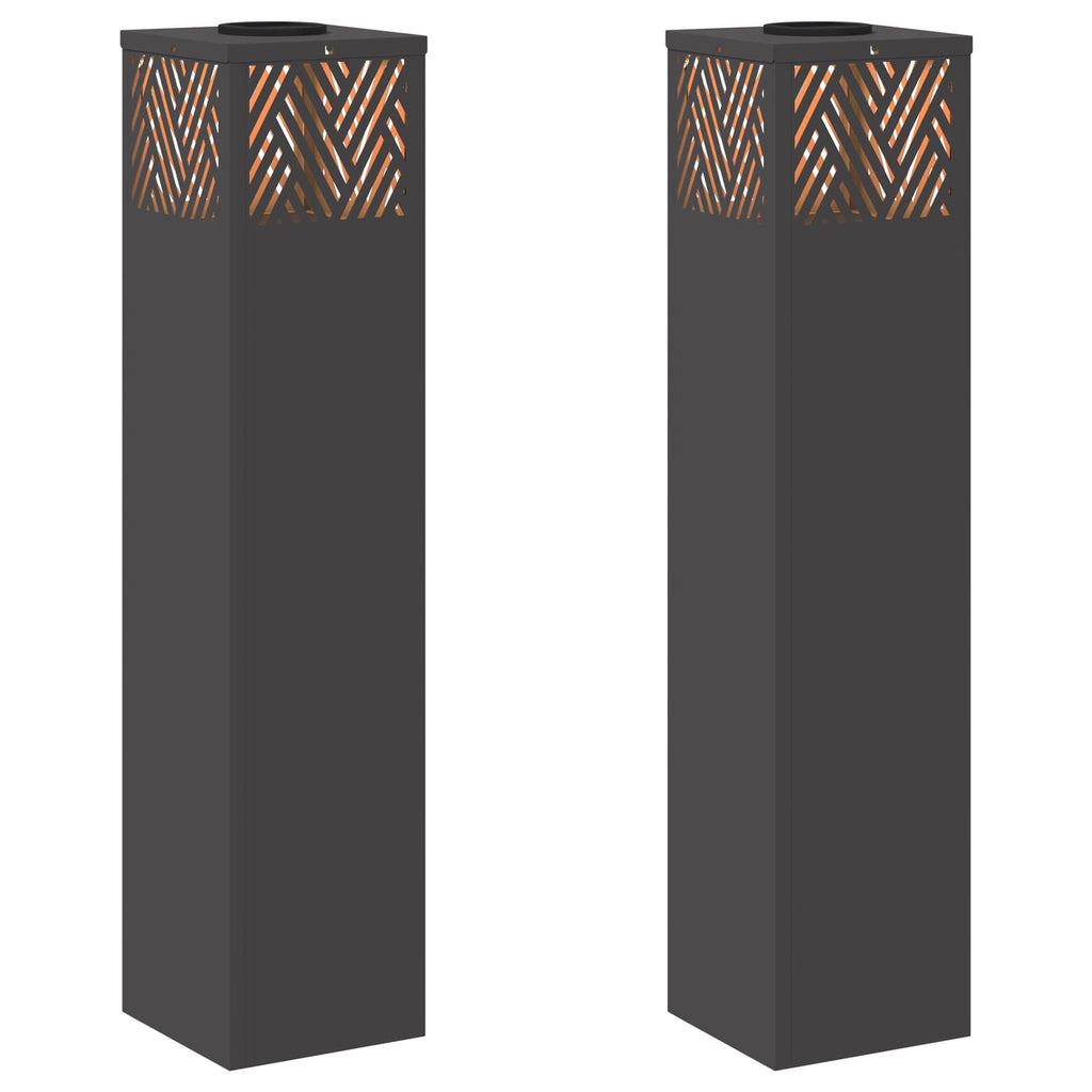 Solar LED Pathway Light 2 pcs Black Cold Rolled Steel