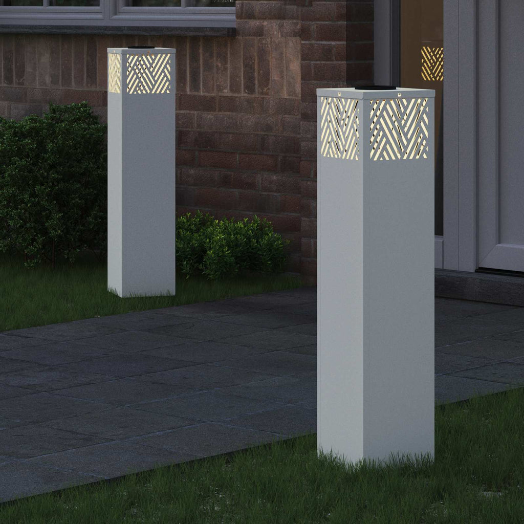Solar LED Pathway Light 2 pcs White Cold Rolled Steel