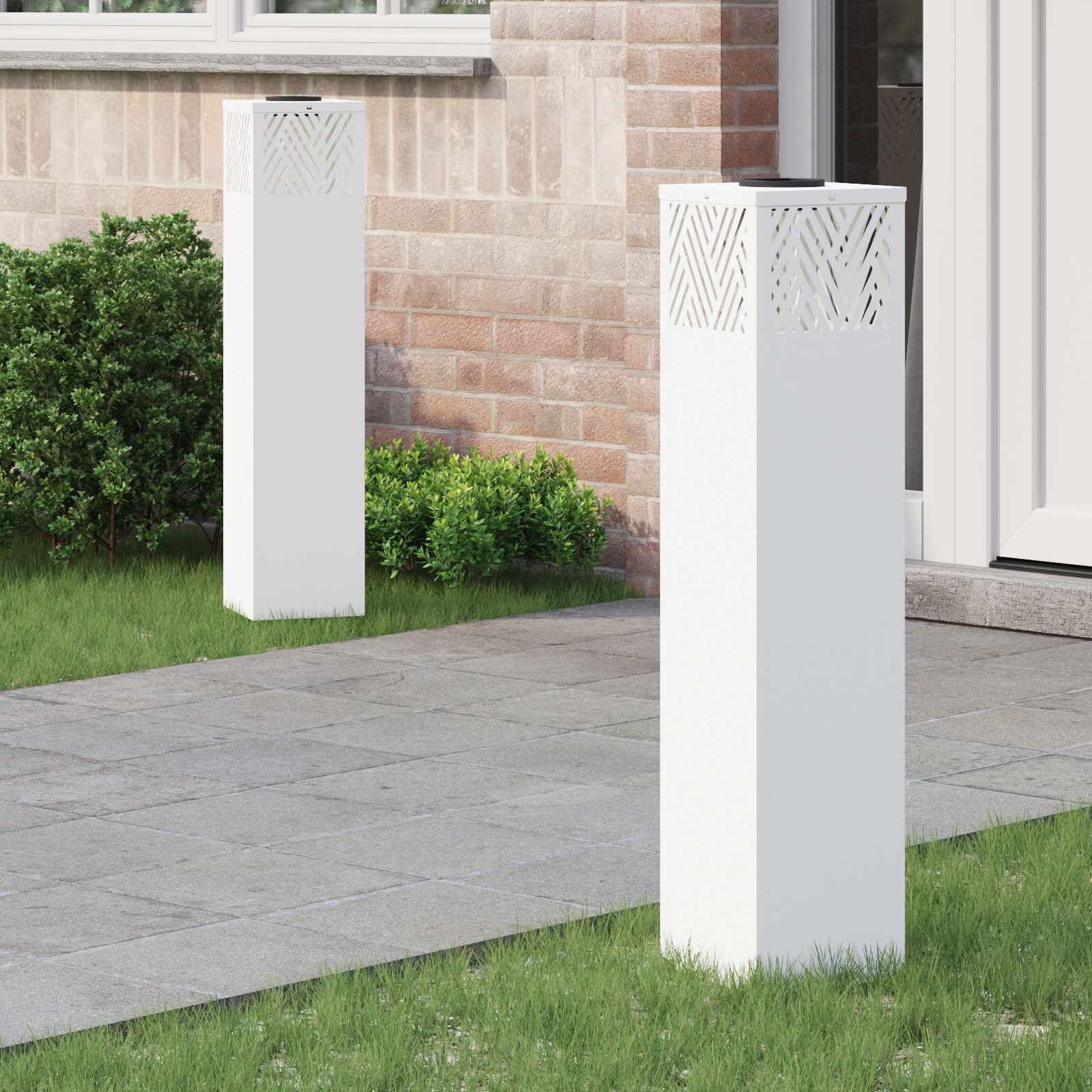 Solar LED Pathway Light 2 pcs White Cold Rolled Steel