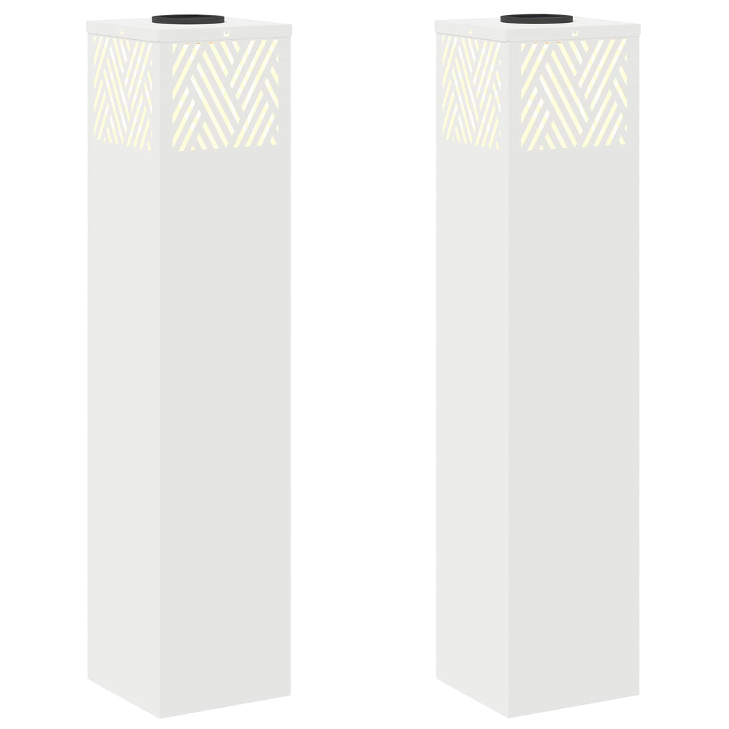 Solar LED Pathway Light 2 pcs White Cold Rolled Steel